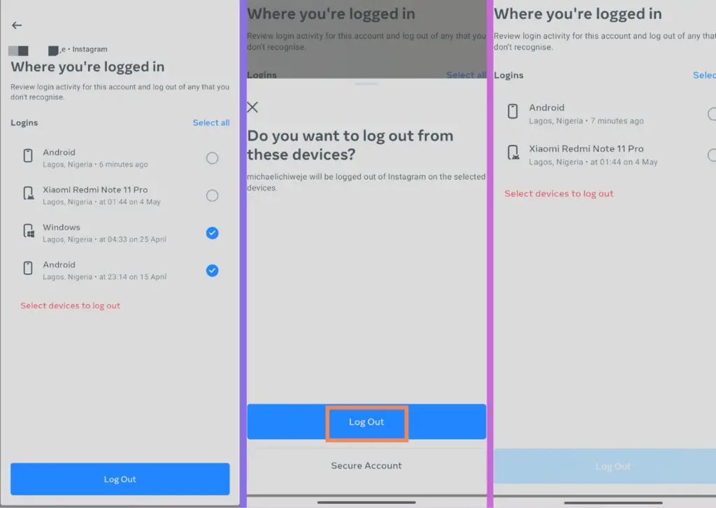 How To Log Out All Devices On Instagram