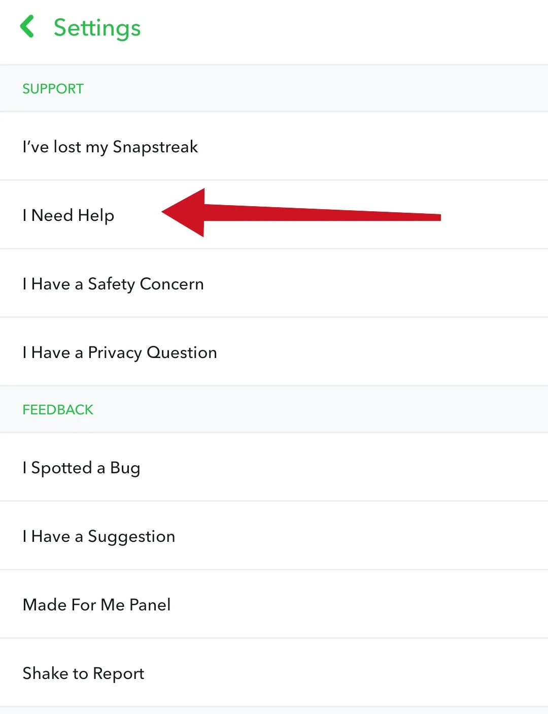 Contact Snapchat support Direct from the App