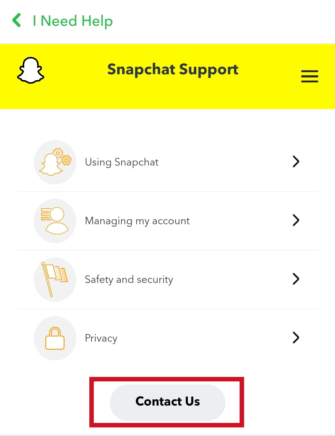 Contact Snapchat support Direct from the App