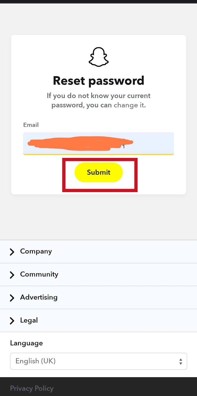 Reset Your Snapchat Password Via Email