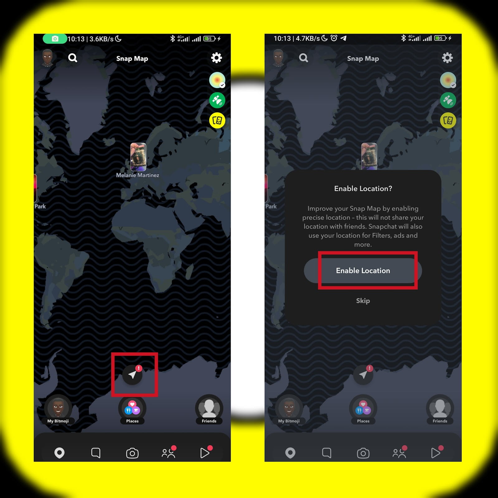 Enable Snapchat Location